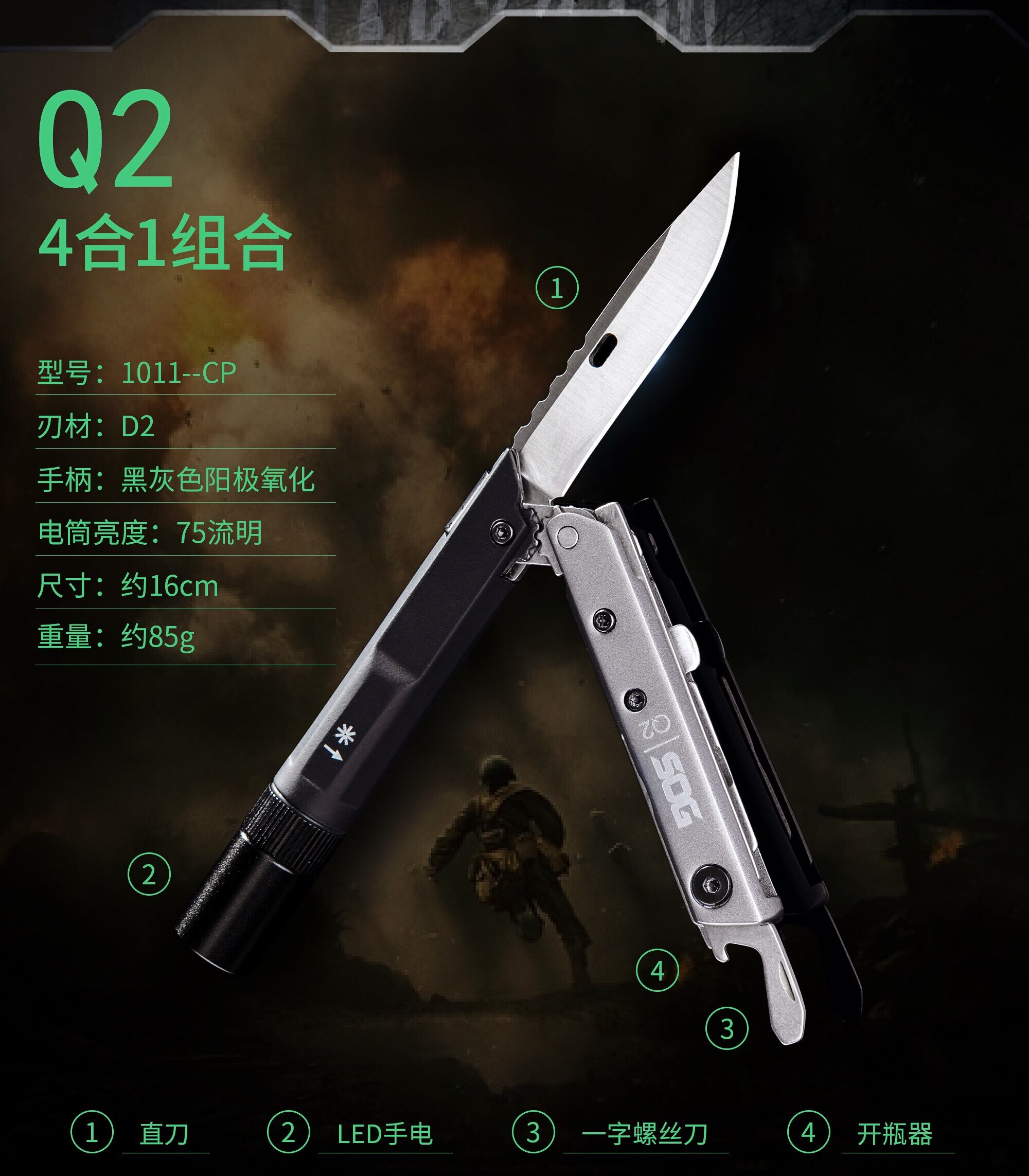 美國SOG索格Baton Q2 Urban Multi-Tool筆型多功能筆形工具刀