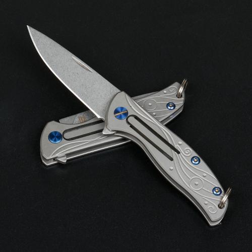 Titanium Handle Seagrass Keychain Knife (D2)