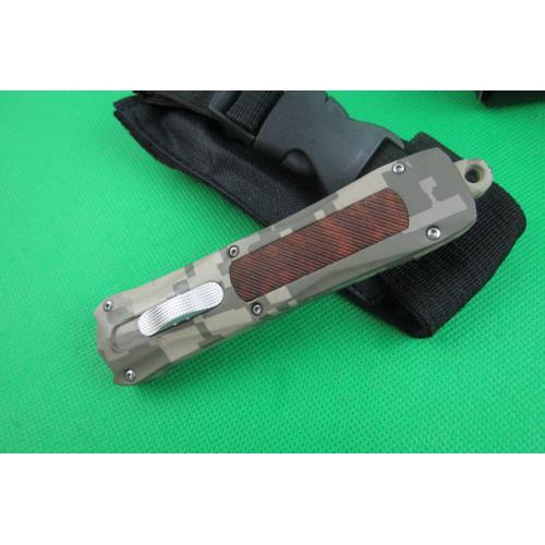 A163 Micro Tech Single Blade Straight Bullet Knife (Camouflage Clothing Color)