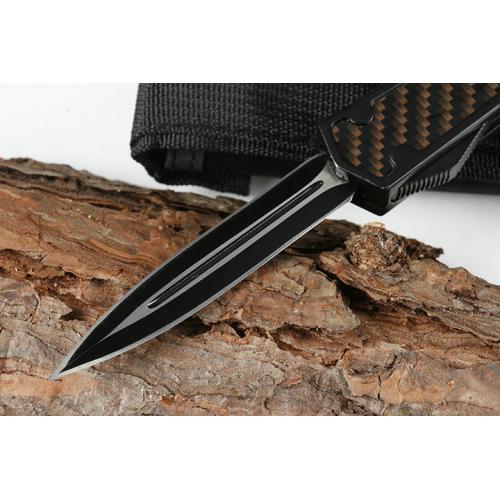 Micro technology Double edged Black Ant Straight Bullet Knife (Carbon Fiber Pattern)