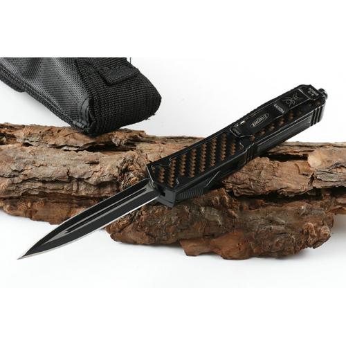 Micro technology Double edged Black Ant Straight Bullet Knife (Carbon Fiber Pattern)