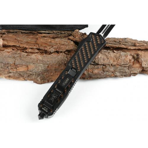 Micro technology Double edged Black Ant Straight Bullet Knife (Carbon Fiber Pattern)