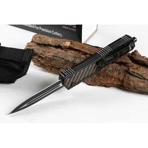 Micro technology Double edged Black Ant Straight Bullet Knife (Carbon Fiber Pattern)