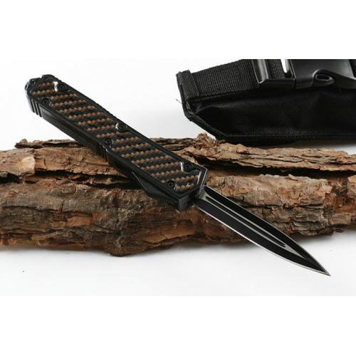 Micro technology Double edged Black Ant Straight Bullet Knife (Carbon Fiber Pattern)
