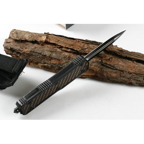 Micro technology Double edged Black Ant Straight Bullet Knife (Carbon Fiber Pattern)