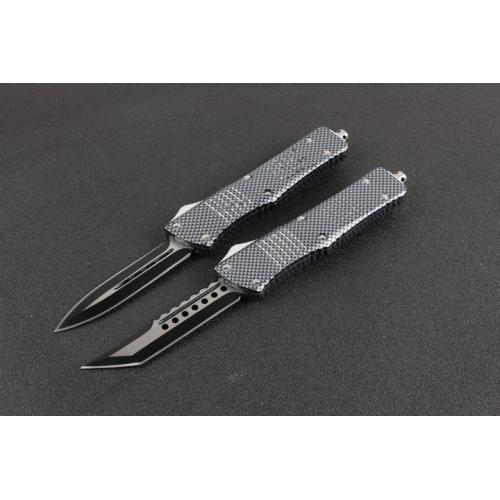 Micro technology D1 single blade T-head straight out knife (carbon fiber pattern)