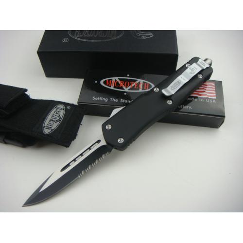 Micro technology A07 injured toothed dragon Single edged half toothed black and white blade