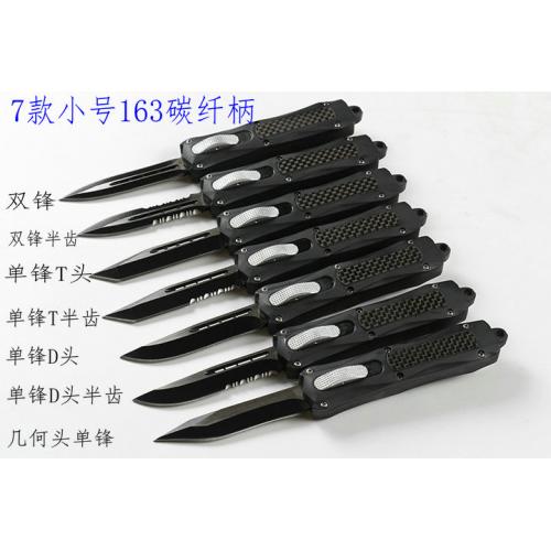 Small A163 Micro Tech Single Blade Straight Bullet Knife (Carbon Fiber)