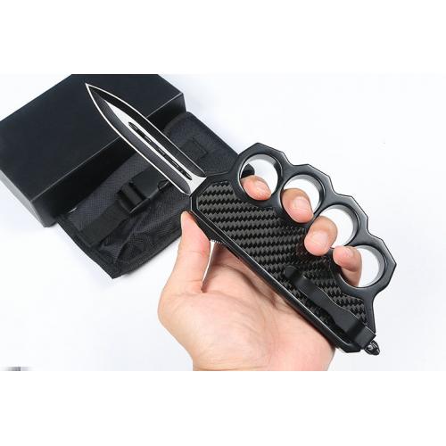Micro Tech Fist Set Double Sharp Straight Knife (Carbon Fiber Type 2)