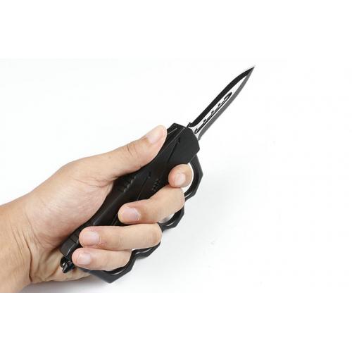 Micro Tech F128 Fist Set Double Edge Straight Knife (Carbon Fiber)