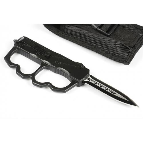 Micro Tech F128 Fist Set Double Edge Straight Knife (Carbon Fiber)