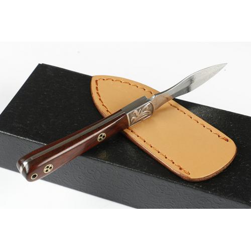 Free Wolf Pu'er Damascus Tea Knife (Wooden Handle)