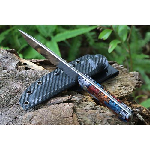 Colored G10 handle straight knife