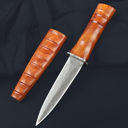 Bamboo Shoots Double edged Damascus Straight Knife
