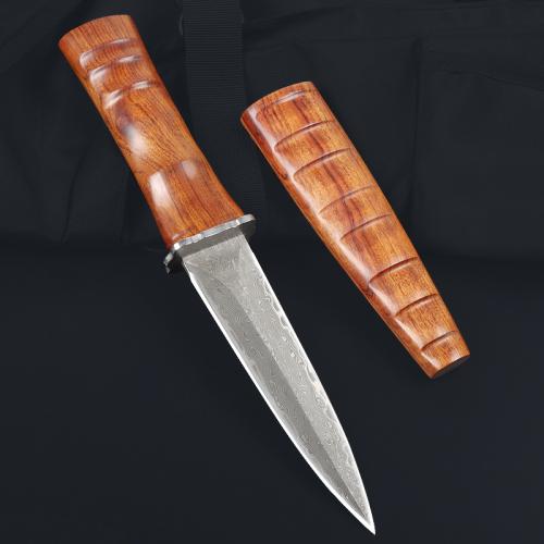 Bamboo Shoots Double edged Damascus Straight Knife