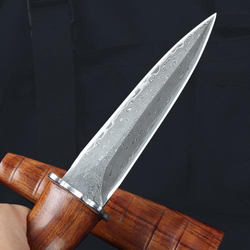 Bamboo Shoots Double edged Damascus Straight Knife