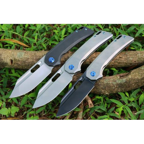Three models of JJ168 titanium handle quick opening folding knife (M390 flat)