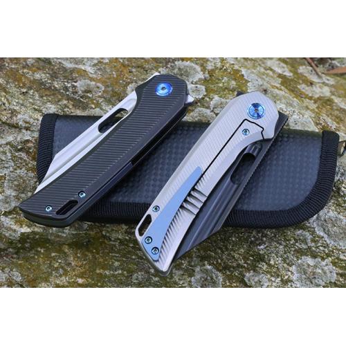 Three models of JJ168 titanium handle quick opening folding knife (M390 flat)