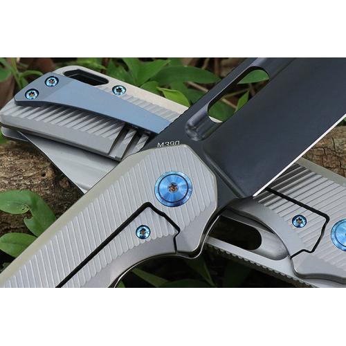 Three models of JJ168 titanium handle quick opening folding knife (M390 flat)