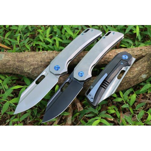 Three models of JJ168 titanium handle quick opening folding knife (M390 flat)