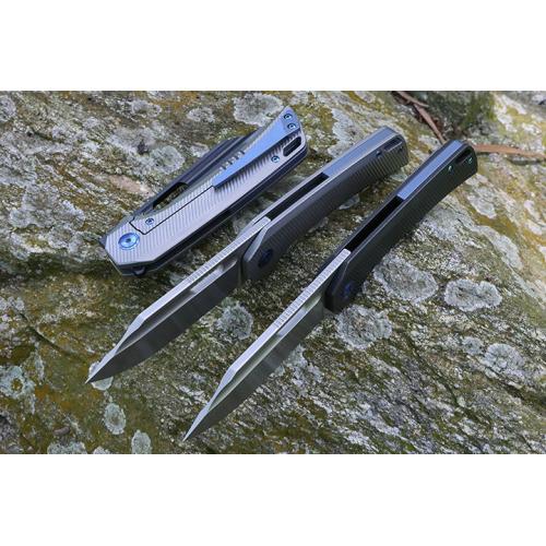 Three models of JJ168 titanium handle quick opening folding knife (M390 flat)