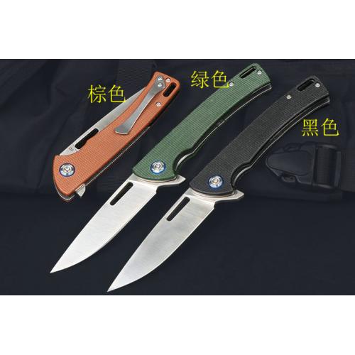 Tri color Hunting Ice Quick Open Folding Knife (Linen) Black Shortage