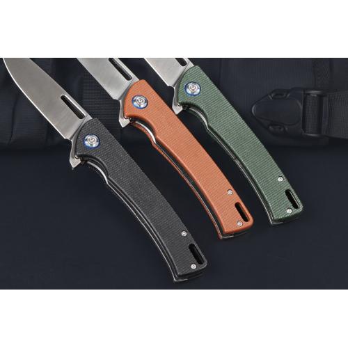 Tri color Hunting Ice Quick Open Folding Knife (Linen) Black Shortage