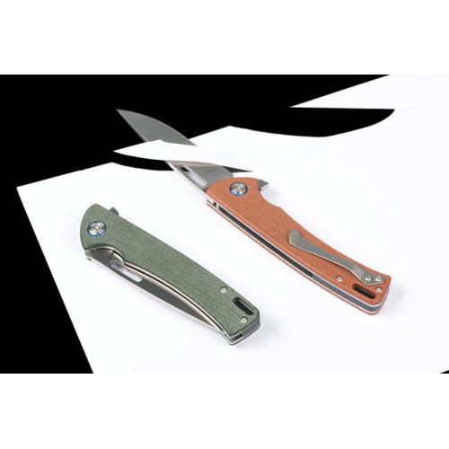 Tri color Hunting Ice Quick Open Folding Knife (Linen) Black Shortage