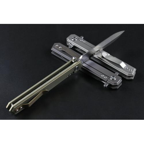 Titanium handle big eye quick opening folding knife (four-color)