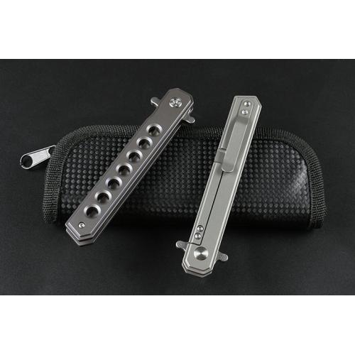 Titanium handle big eye quick opening folding knife (four-color)