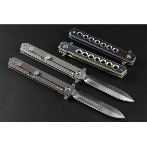 Titanium handle big eye quick opening folding knife (four-color)
