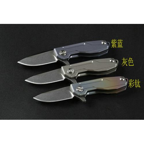 HY002 Quick Opening Folding Knife (Three color Titanium Handle D2 Tip)