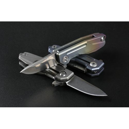 HY002 Quick Opening Folding Knife (Three color Titanium Handle D2 Tip)