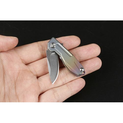 HY002 Quick Opening Folding Knife (Three color Titanium Handle D2 Tip)