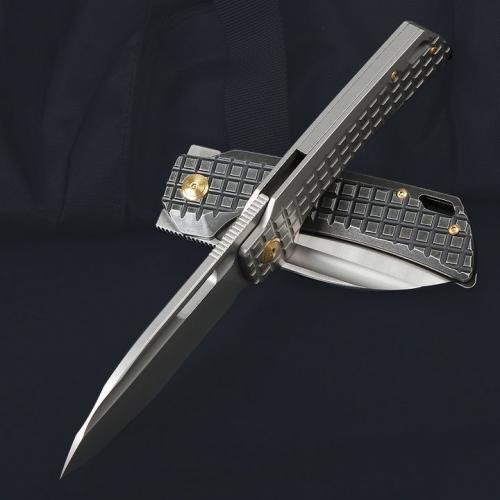 JJ168 Titanium Handle Quick Opening Folding Knife (M390 Pattern Pattern)