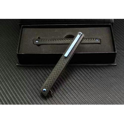 New M390 Steel Magic Pen Quick Opening Folding Knife (Carbon Fiber Handle)