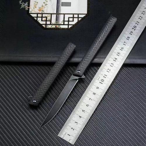 New M390 Steel Magic Pen Quick Opening Folding Knife (Carbon Fiber Handle)