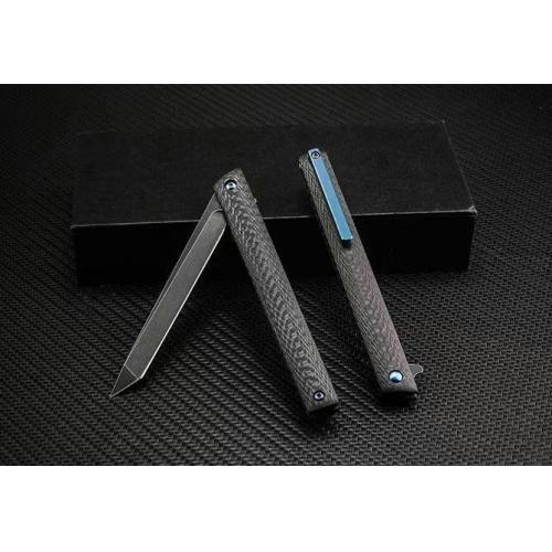 New M390 Steel Magic Pen Quick Opening Folding Knife (Carbon Fiber Handle)