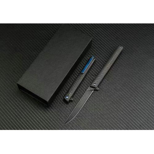 New M390 Steel Magic Pen Quick Opening Folding Knife (Carbon Fiber Handle)