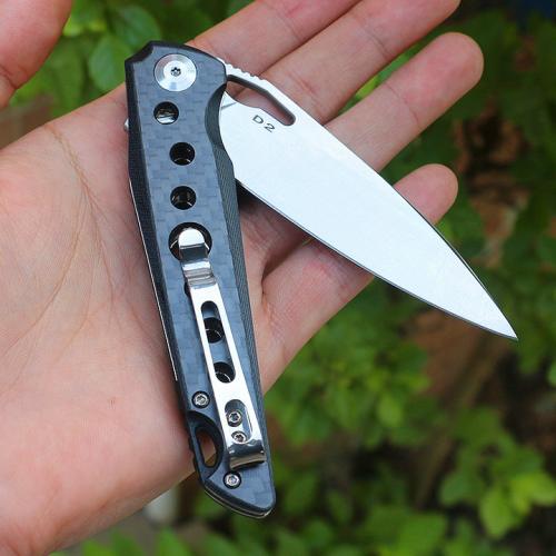 Carbon fiber seven eye folding knife (D2)