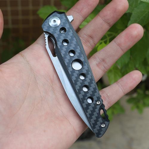 Carbon fiber seven eye folding knife (D2)