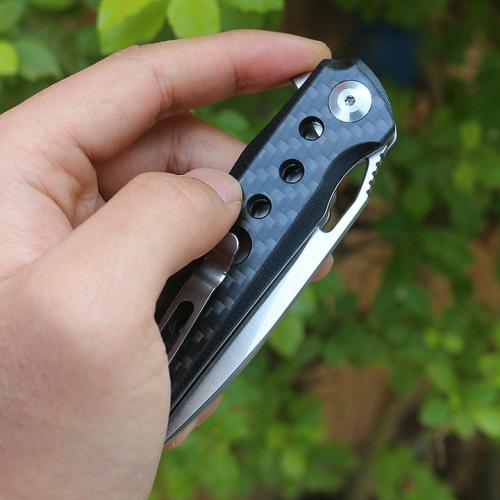 Carbon fiber seven eye folding knife (D2)