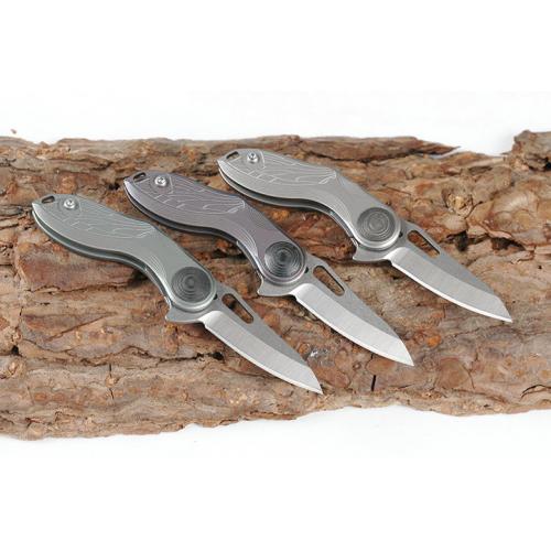 Titanium Handle Big Eyebrow Pattern Training Knife (D2 Tri Color)