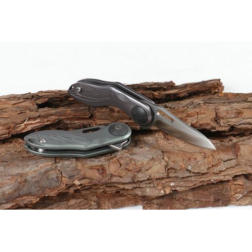 Titanium Handle Big Eyebrow Pattern Training Knife (D2 Tri Color)
