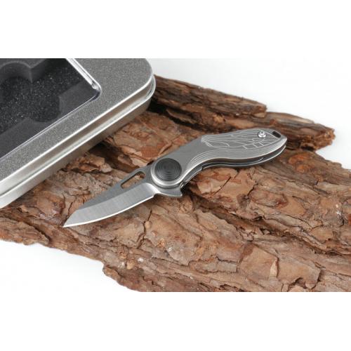 Titanium Handle Big Eyebrow Pattern Training Knife (D2 Tri Color)