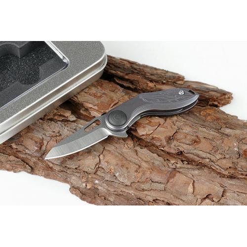 Titanium Handle Big Eyebrow Pattern Training Knife (D2 Tri Color)