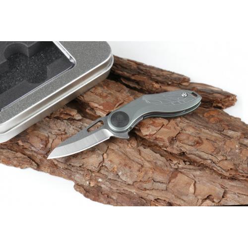 Titanium Handle Big Eyebrow Pattern Training Knife (D2 Tri Color)