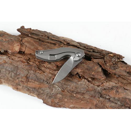 JJ005 Titanium Handle Quick Opening Bearing Folding Knife (Sand Light)