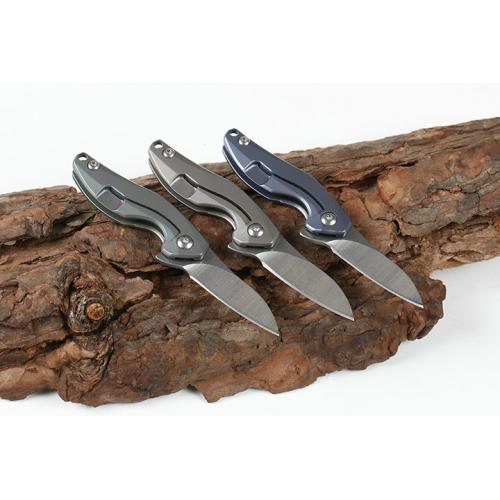 JJ005 Titanium Handle Quick Opening Bearing Folding Knife (Sand Light)