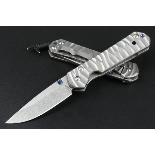 Small CR corrugated titanium handle folding knife